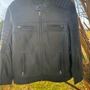 Women’s Black Quilted Moto-Style Leather Jacket